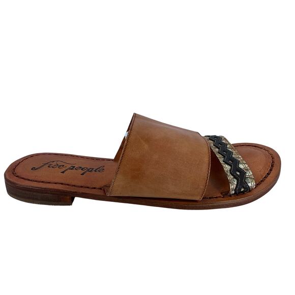 Free People Saturday Slide Sandal EU41 Leather Boho 2 Strap Minimalist Slip On - Picture 5 of 9